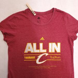 Adidas All In Short Team Casual Graphic T Shirt Womens Size Large L Red Cavs